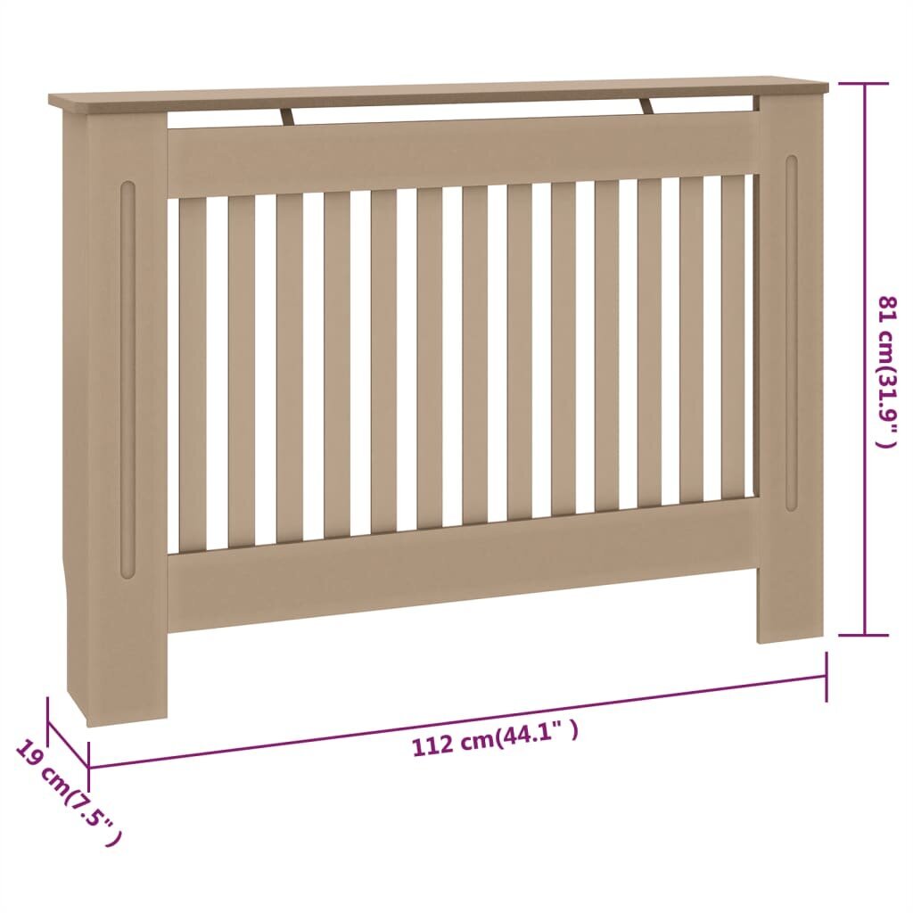 vidaXL radiaatorikate 112 x 19 x 81 cm, MDF hind ja info | Tarvikud kaminatele ja ahjudele | kaup24.ee