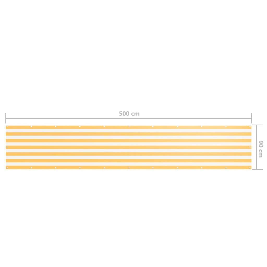 vidaXL rõdusirm, valge ja kollane, 90 x 500 cm, oxford-kangas цена и информация | Päikesevarjud, markiisid ja alused | kaup24.ee