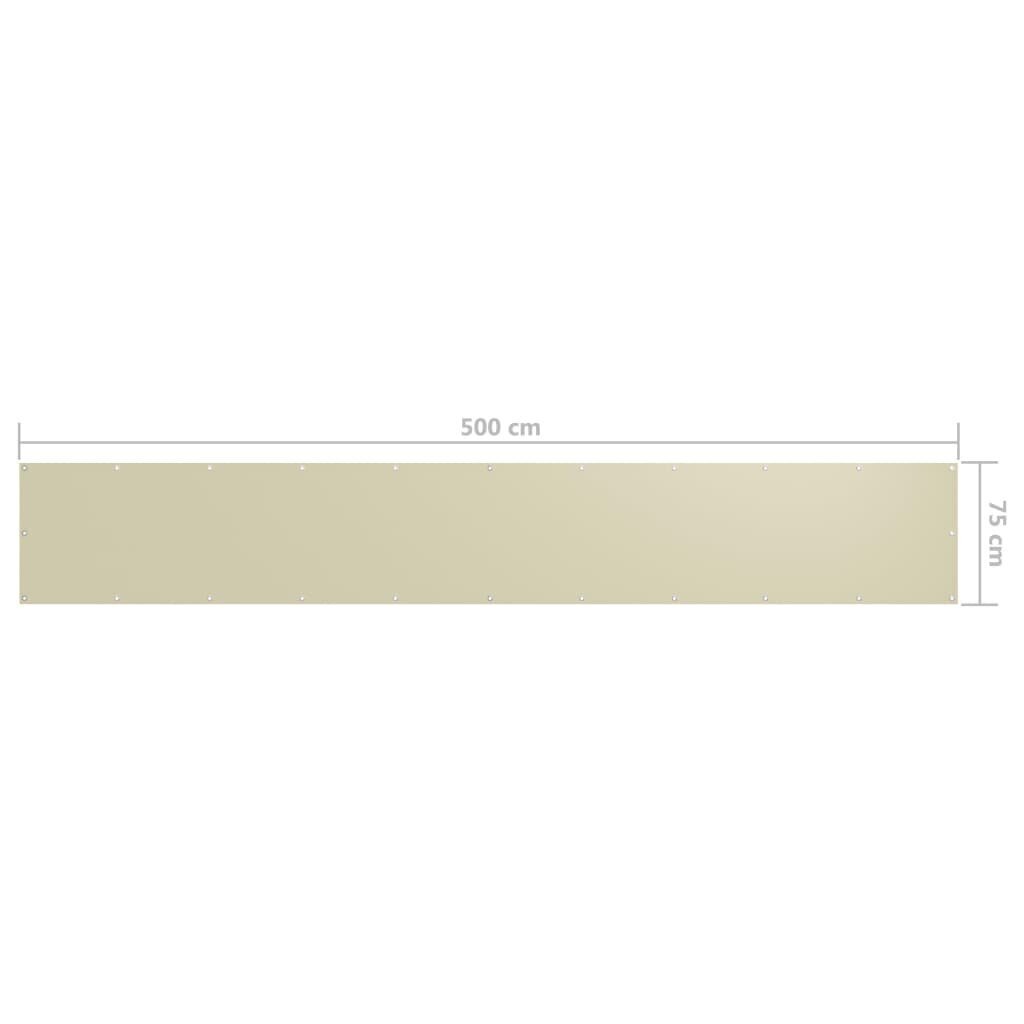 vidaXL rõdusirm, kreemjasvalge, 75 x 500 cm, oxford-kangas hind ja info | Päikesevarjud, markiisid ja alused | kaup24.ee