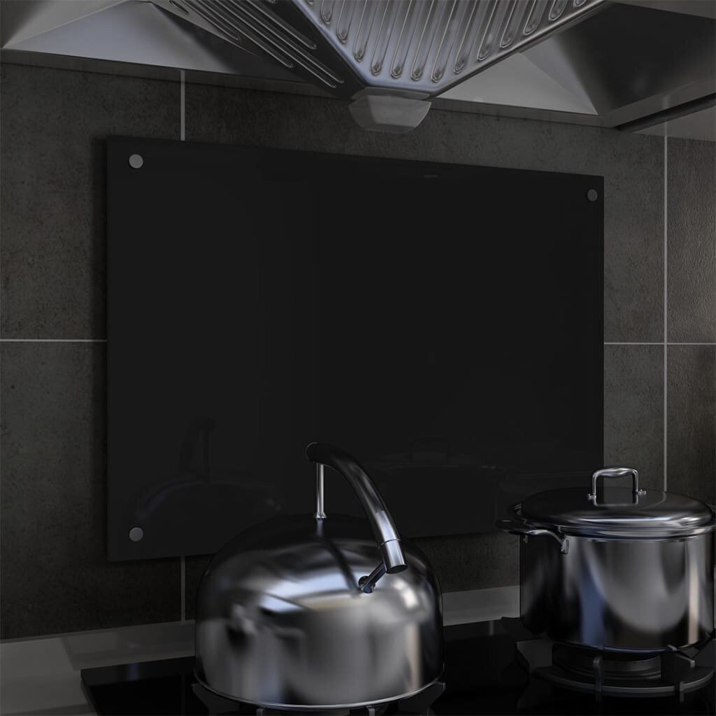 vidaXL köögi pritsmekaitse, must, 70 x 50 cm, karastatud klaas цена и информация | Köögimööbli tarvikud | kaup24.ee