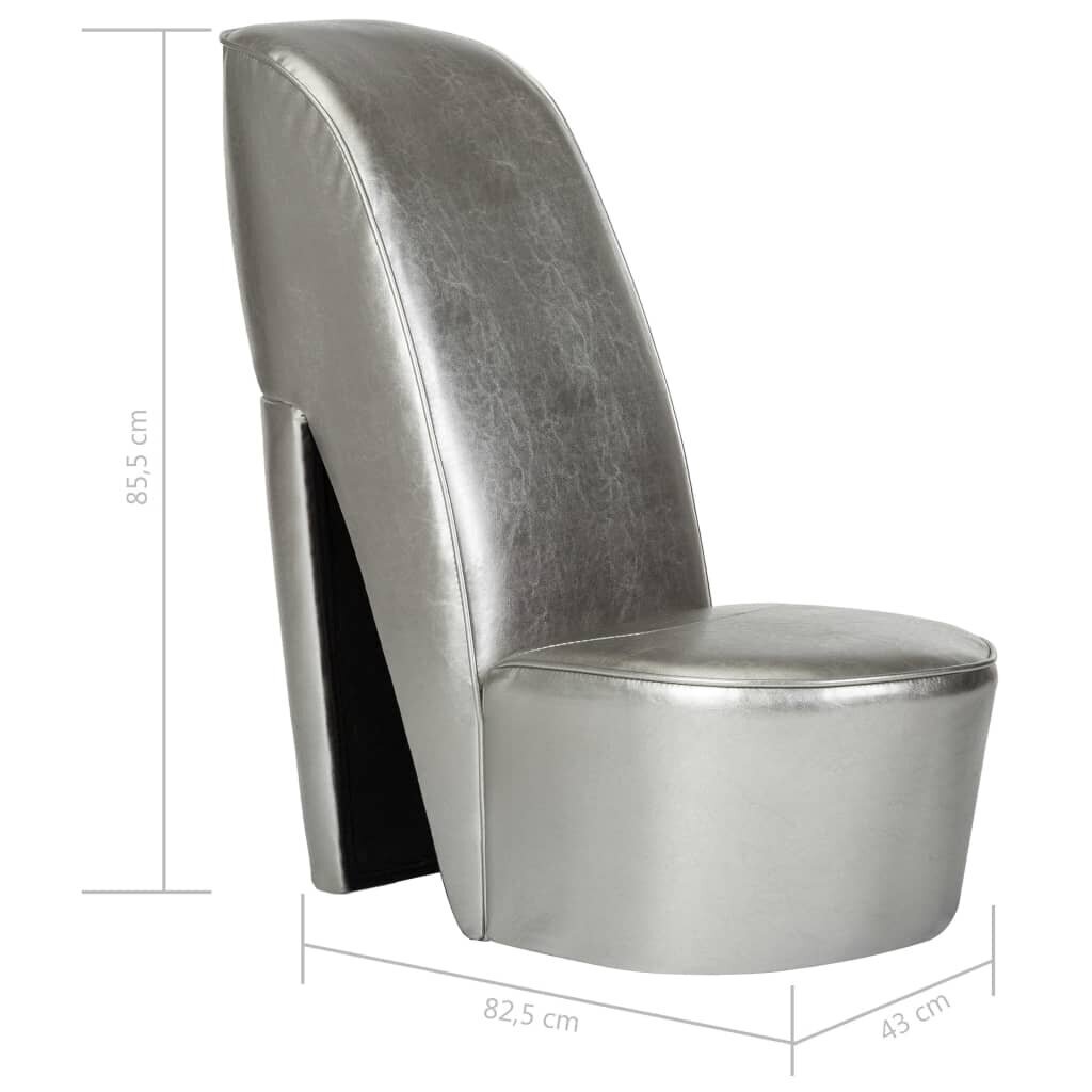 vidaXL kõrge kontsa kujuga tool, kunstnahk, hõbedane hind ja info | Aiatoolid | kaup24.ee