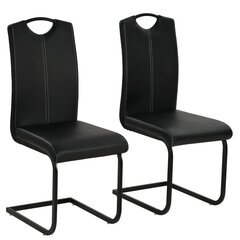 Vetruvate jalgadega söögitoolid vidaXL 2 tk, must, kunstnahk hind ja info | Söögilaua toolid, köögitoolid | kaup24.ee