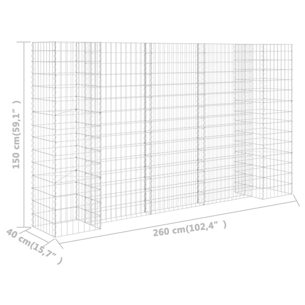 vidaXL H-kujuline gabioon-taimekast, terastraat, 260 x 40 x 150 cm hind ja info | Dekoratiivsed lillepotid | kaup24.ee