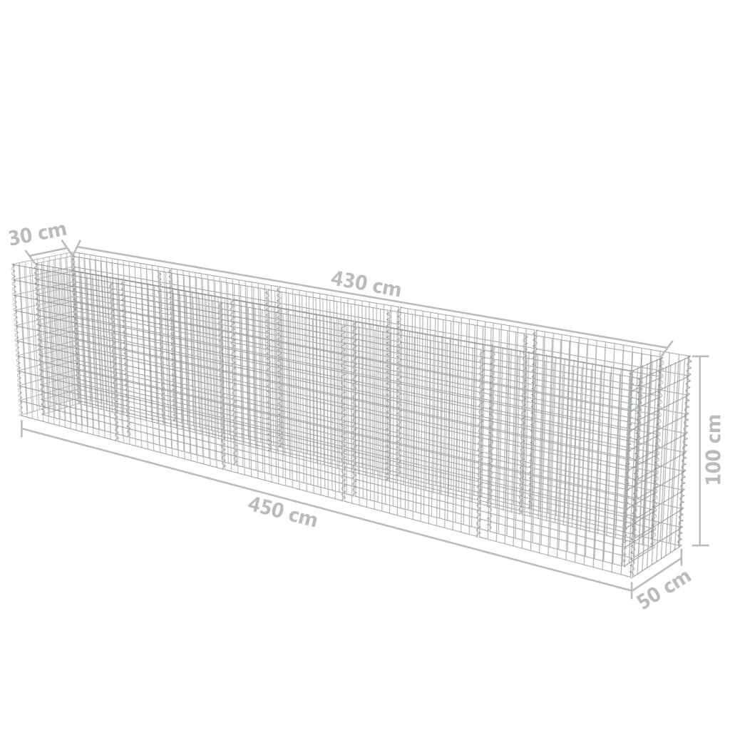 vidaXL gabioon-taimelava, tsingitud teras, 450 x 50 x 100 cm цена и информация | Dekoratiivsed lillepotid | kaup24.ee