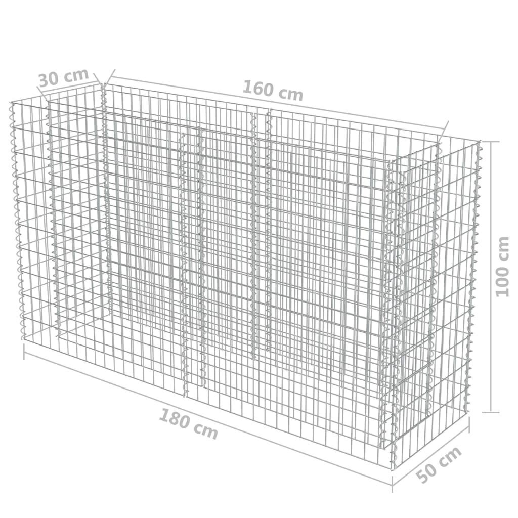 vidaXL gabioon-taimelava, tsingitud teras, 180 x 50 x 100 cm hind ja info | Dekoratiivsed lillepotid | kaup24.ee