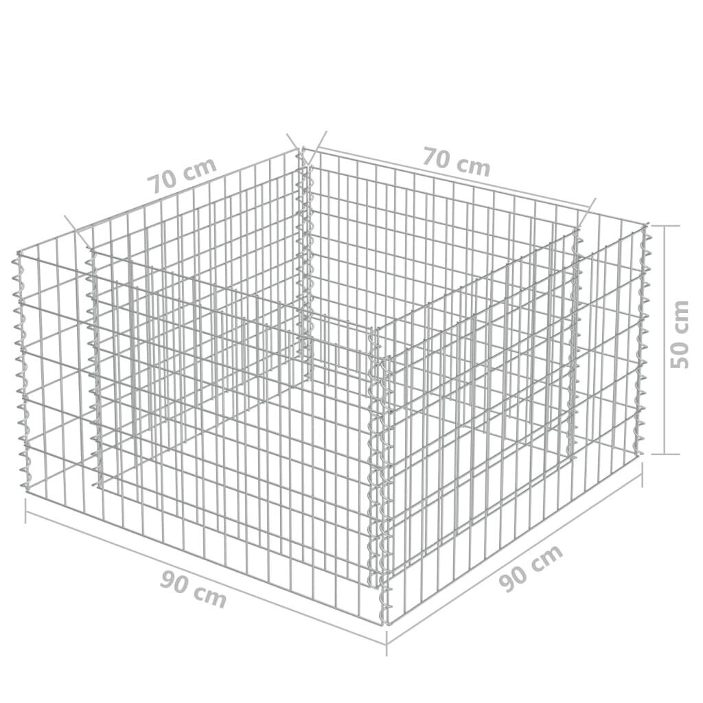 vidaXL gabioon-taimelava, tsingitud teras, 90 x 90 x 50 cm hind ja info | Dekoratiivsed lillepotid | kaup24.ee