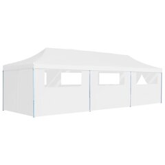 vidaXL kokkupandav pop-up peotelk 8 külgseinaga 291 x 870 x 315 cm, valge hind ja info | Varikatused ja aiapaviljonid | kaup24.ee