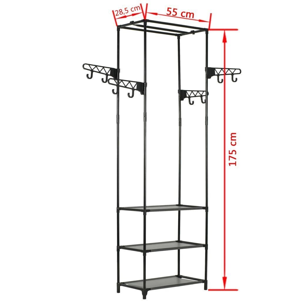 vidaXL riidenagi, teras ja mittekootud kangas 55 x 28,5 x 175 cm, must цена и информация | Riidestanged ja nagid | kaup24.ee