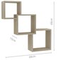 vidaCL seinariiulid, Sonoma tamm, 68x15x68 cm, puitlaastplaat hind ja info | Riiulid | kaup24.ee
