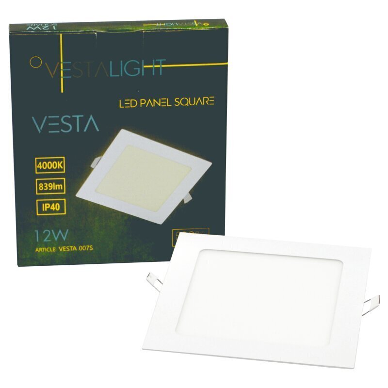 Sisseehitatud neljakandiline LED-paneel Vesta 12 W цена и информация | Süvistatavad ja LED valgustid | kaup24.ee