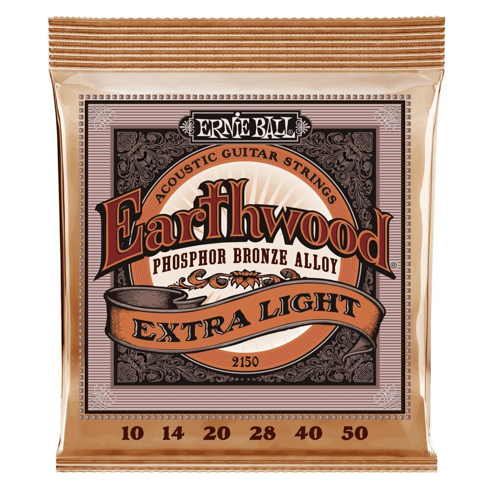 Akustilise kitarri keeled Ernie Ball Earthwood Extra Light Phosphor Bronze 0.010 - 0.050 цена и информация | Muusikariistade tarvikud | kaup24.ee