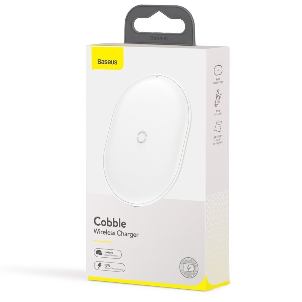 Baseus Cobble WXYS-02 juhtmeta laadija 9V / 2A / 15W valge цена и информация | Mobiiltelefonide laadijad | kaup24.ee