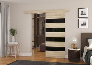 Двери для ниши ADRK Furniture Milou 86, черные/дуб цена и информация | Шкафы | kaup24.ee