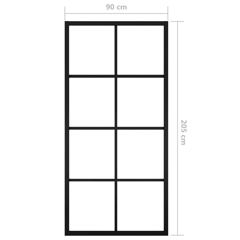 vidaXL liuguks, alumiinium ja ESG-klaas, 90 x 205 cm, must hind ja info | Siseuksed | kaup24.ee