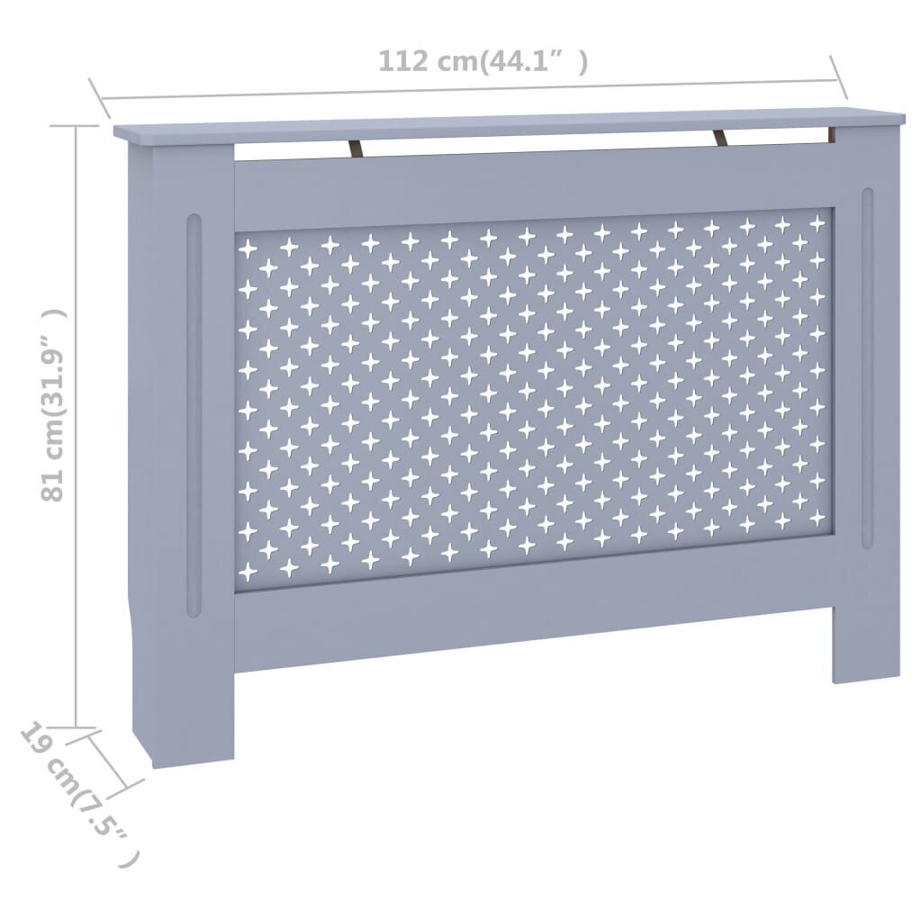 vidaXL radiaatorikate antratsiit 112 x 19 x 81 cm, MDF цена и информация | Tarvikud kaminatele ja ahjudele | kaup24.ee