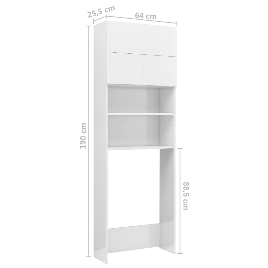 vidaXL pesumasinakapp, valge, 64 x 25,5 x 190 cm, puitlaastplaat hind ja info | Vannitoakapid | kaup24.ee