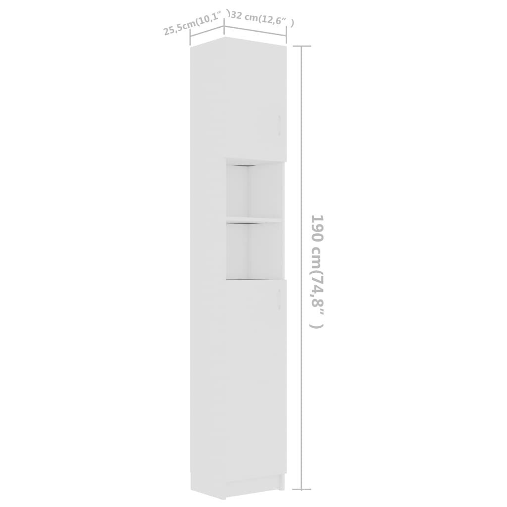 vidaXL pesumasinakapp, valge, 32 x 25,5 x 190 cm, puitlaastplaat hind ja info | Vannitoakapid | kaup24.ee