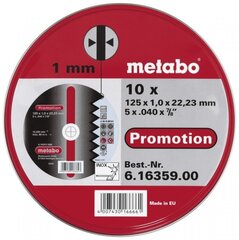 Metabo INOX режущий диск 125x1,0x22 A60R, в металлической коробке 10 шт цена и информация | Шлифовальные машины | kaup24.ee