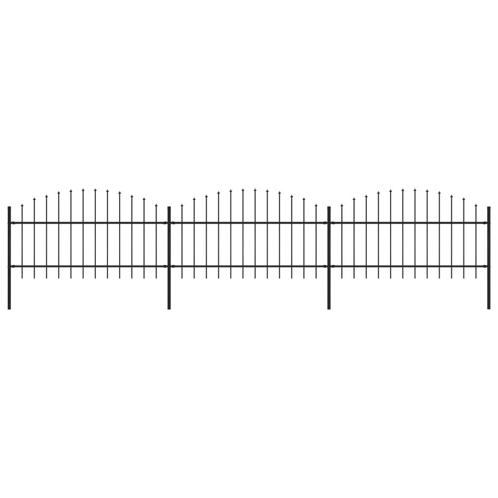 Terava otsaga aed vidaXL (1–1,25) x 5,1 m, terasest, must hind ja info | Aiad ja tarvikud | kaup24.ee