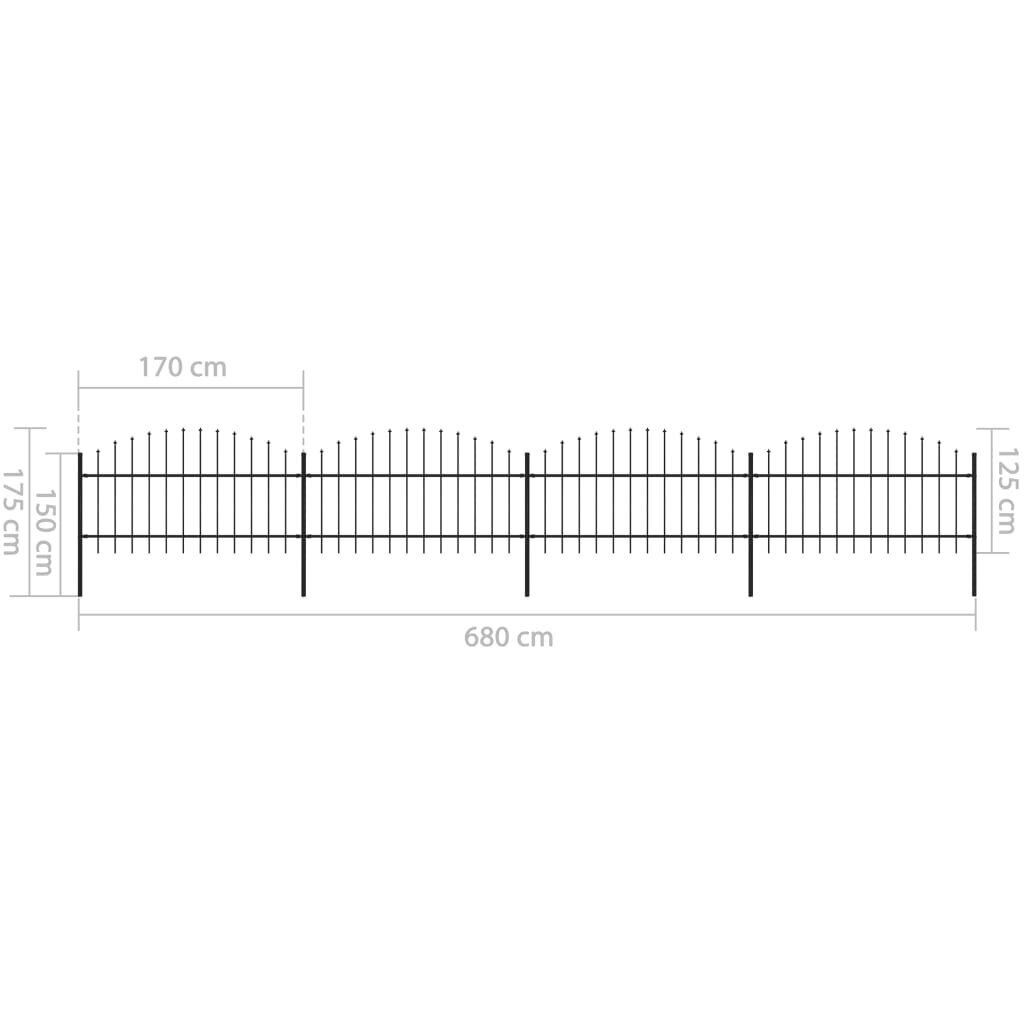 Aed teravatipuline vidaXL, teras, (1–1,25) x 6,8 m, must цена и информация | Aiad ja tarvikud | kaup24.ee