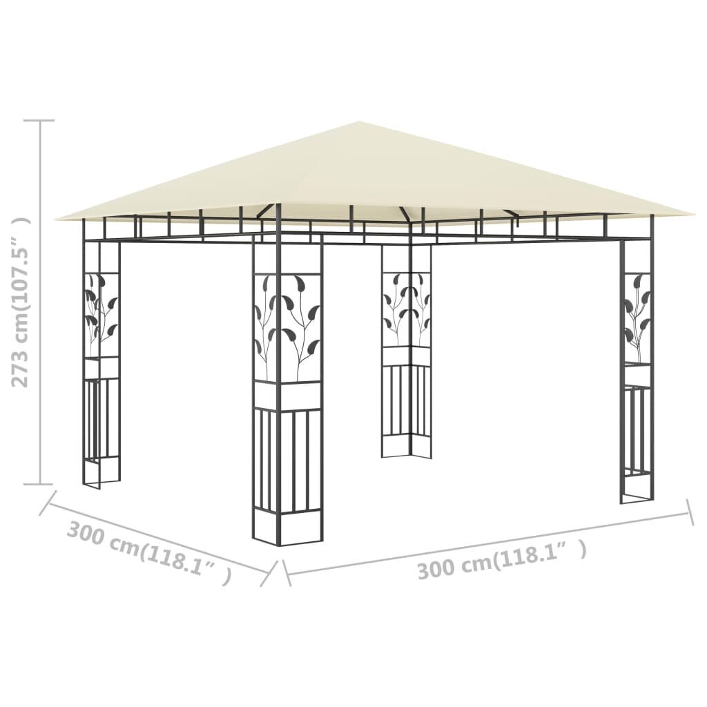 vidaXL varjualune sääsevõrguga, 3 x 3 x 2,73 m, kreemjas, 180 g/m² цена и информация | Varikatused ja aiapaviljonid | kaup24.ee