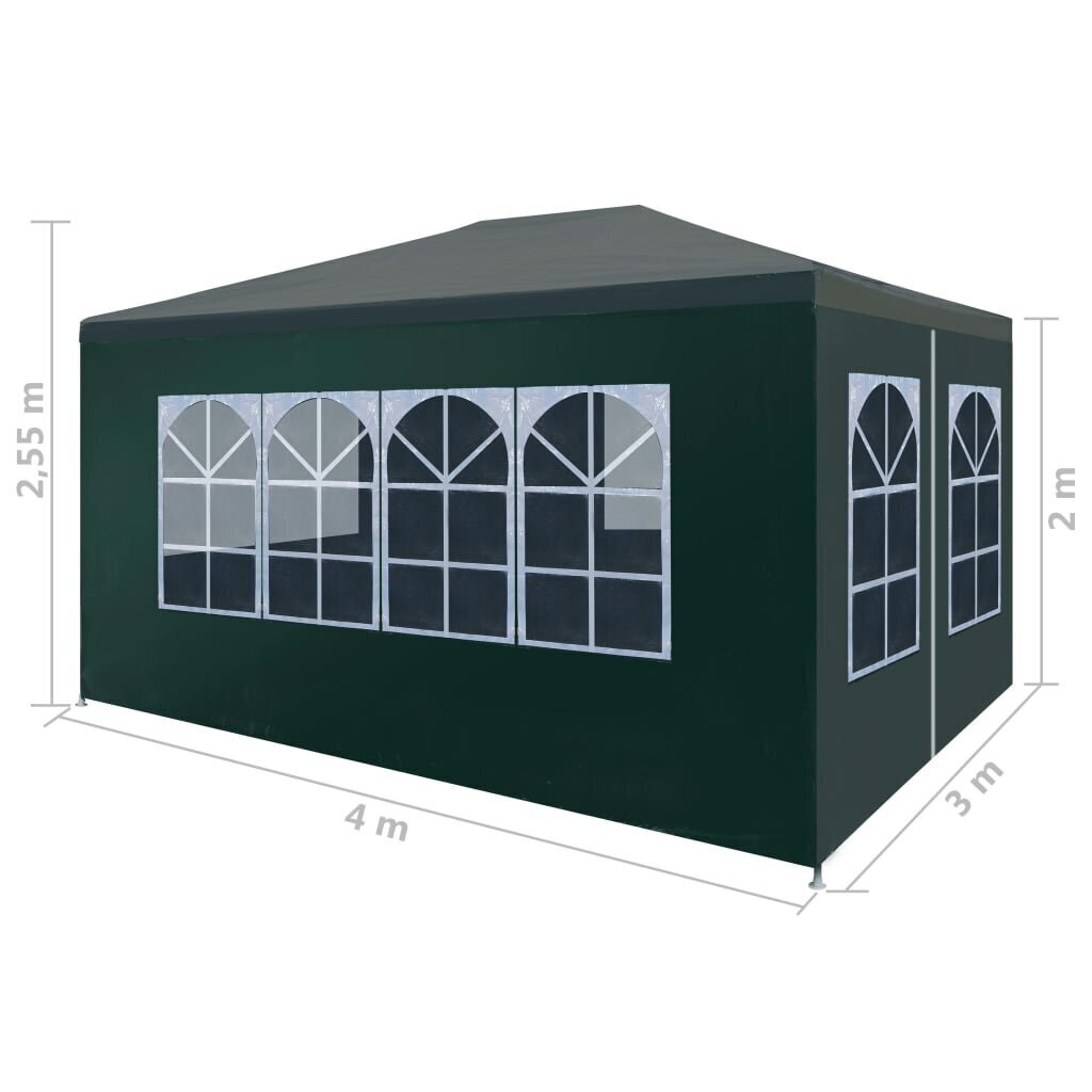 vidaXL peotelk 3 x 4 m, roheline hind ja info | Varikatused ja aiapaviljonid | kaup24.ee