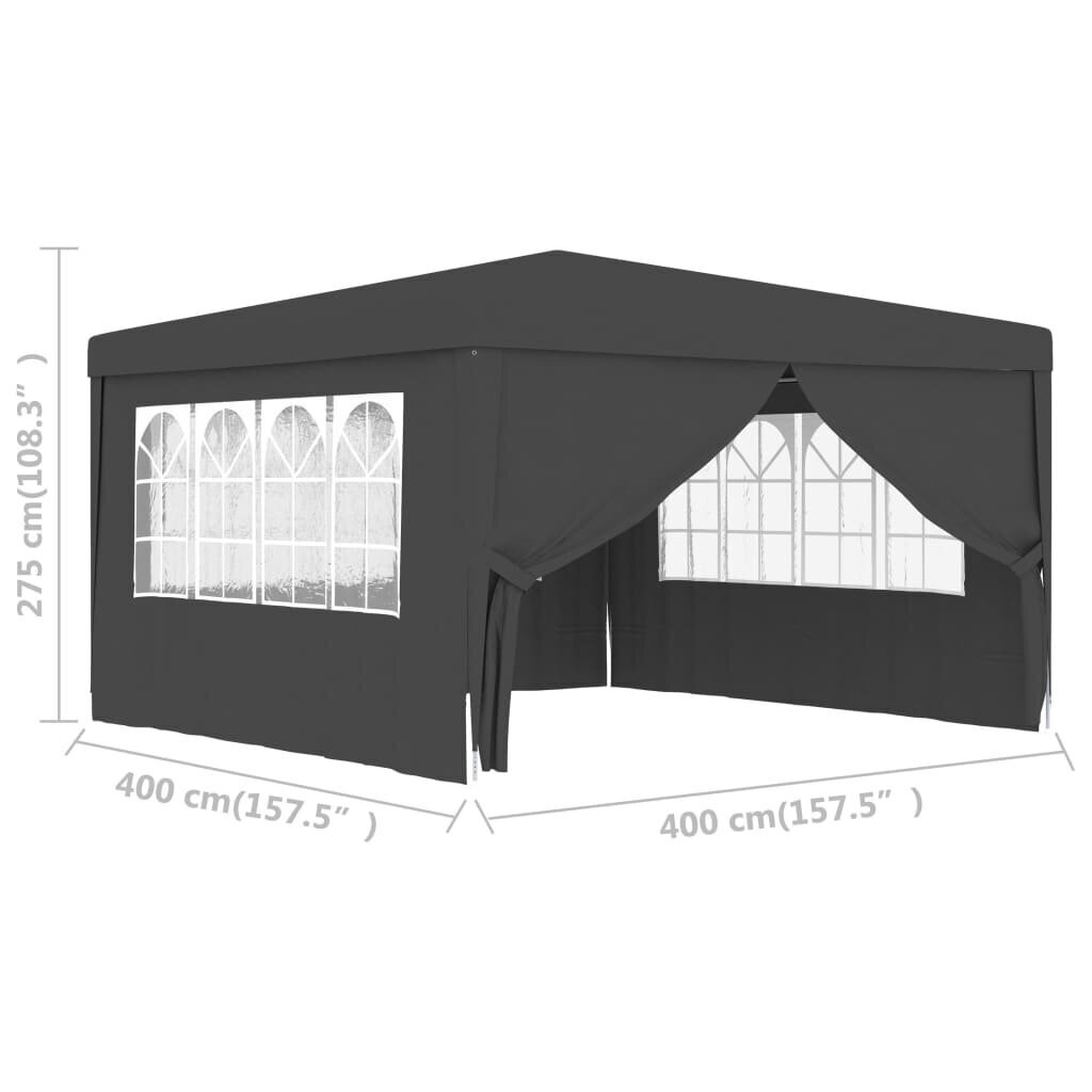 vidaXL professionaalne peotelk külgseintega, 4x4 m, antratsiit 90 g/m² hind ja info | Varikatused ja aiapaviljonid | kaup24.ee