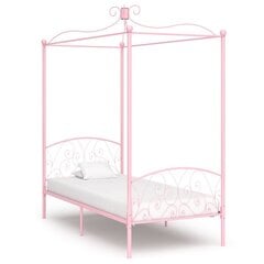 vidaXL baldahhiiniga voodiraam, roosa, metall, 90 x 200 cm hind ja info | Voodid | kaup24.ee