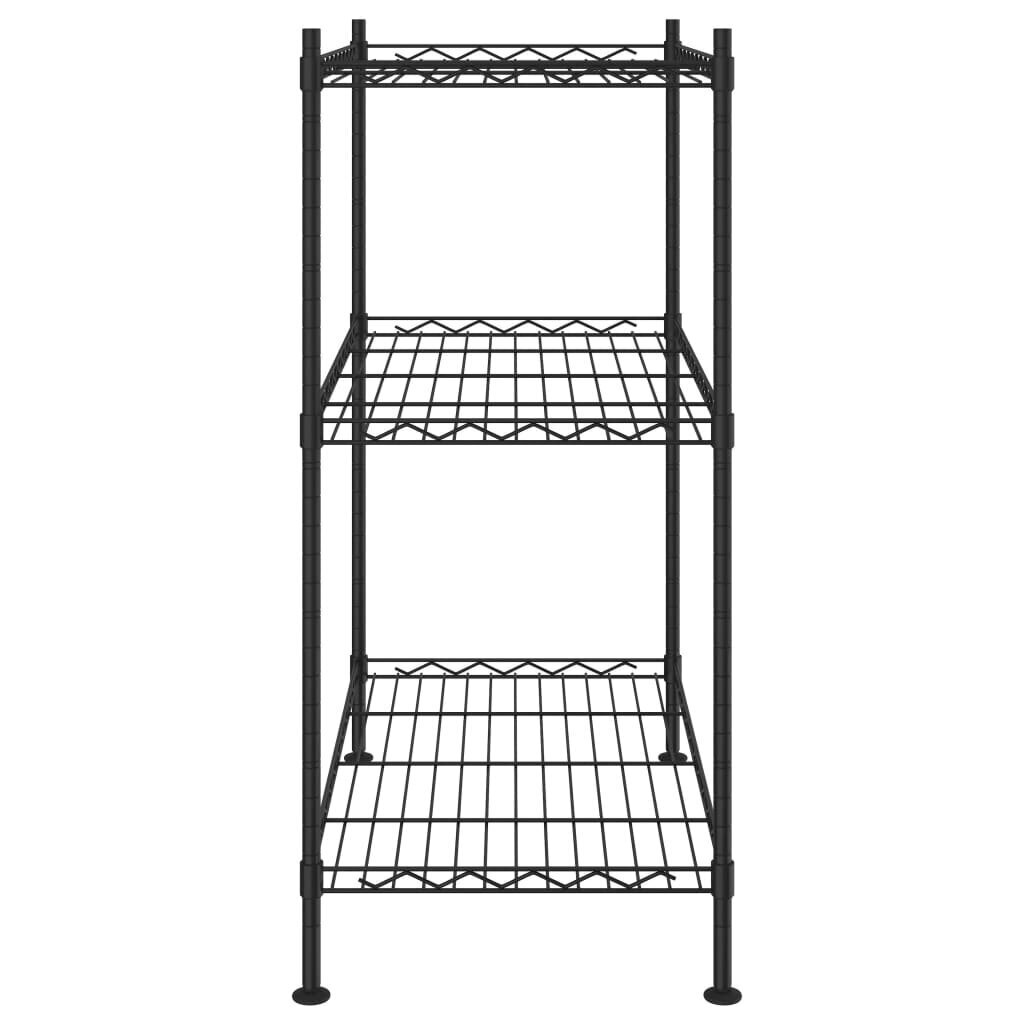 vidaXL 3-korruseline hoiuriiul 60x35x76 cm must 150 kg hind ja info | Riiulid tööriistadele | kaup24.ee