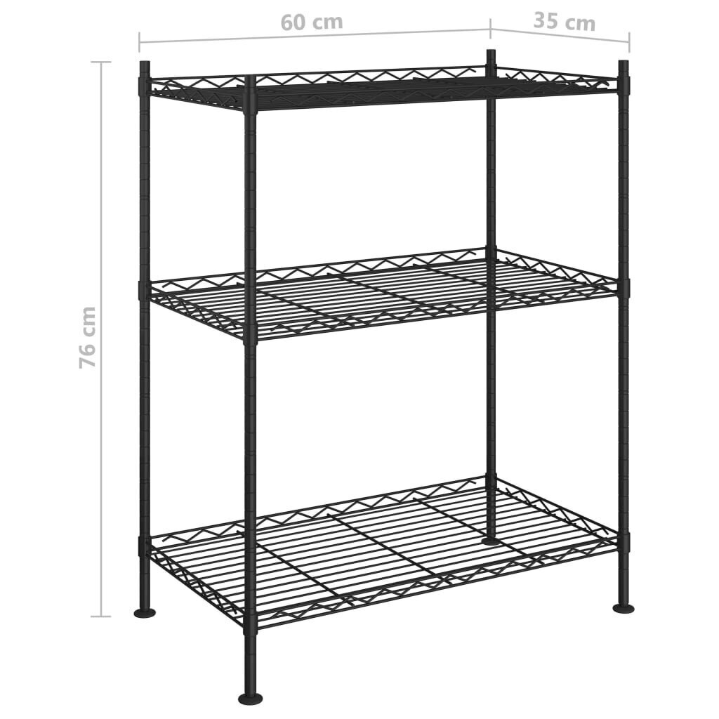 vidaXL 3-korruseline hoiuriiul 60x35x76 cm must 150 kg hind ja info | Riiulid tööriistadele | kaup24.ee