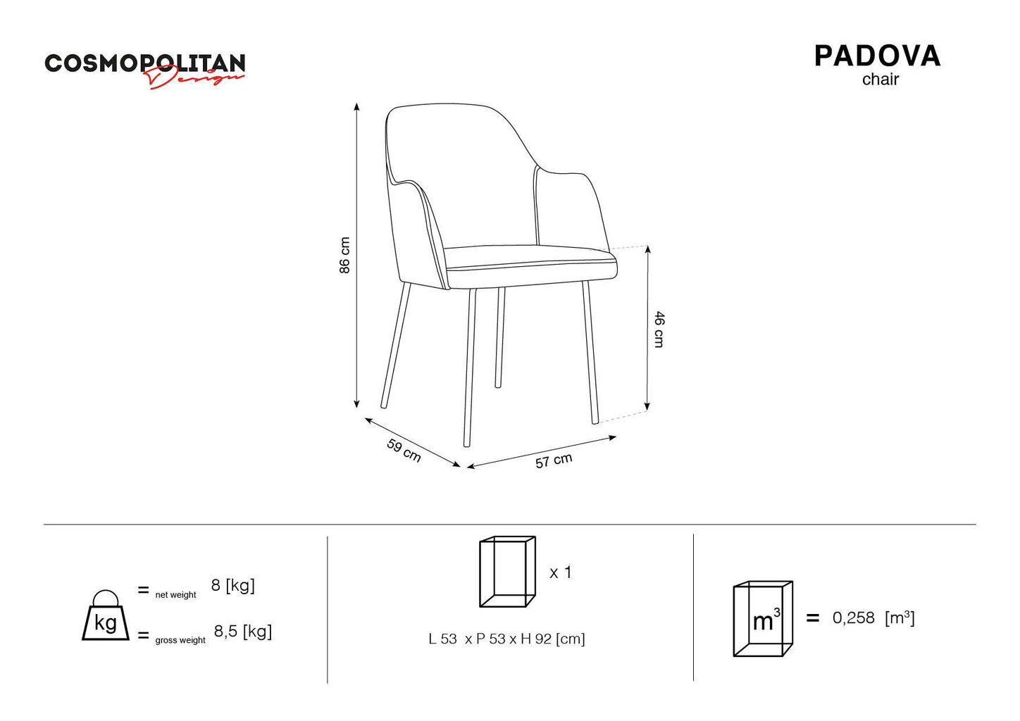 Tool Cosmopolitan Design Padova, roheline/kuldne värv hind ja info | Söögilaua toolid, köögitoolid | kaup24.ee