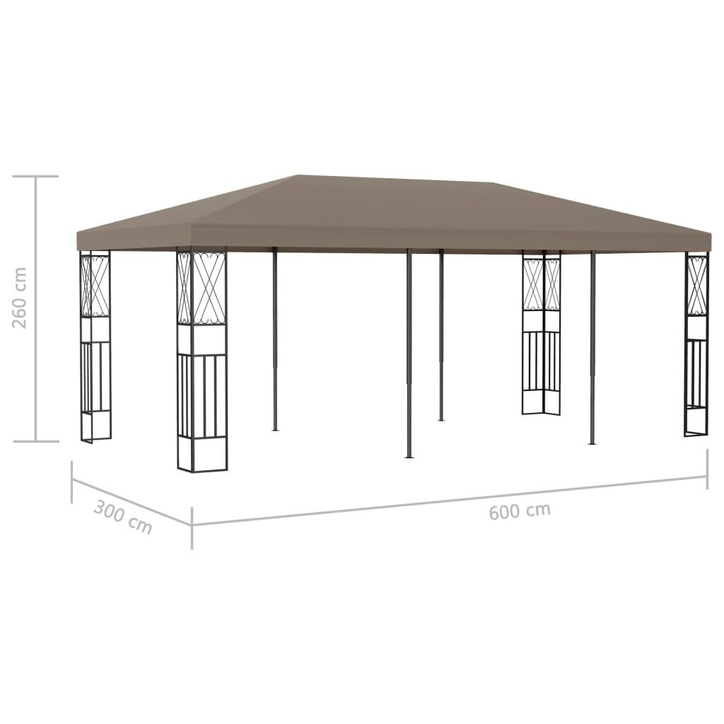 vidaXL varjualune 6 x 3 m pruunikashall, kangas hind ja info | Varikatused ja aiapaviljonid | kaup24.ee