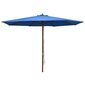 vidaXL päikesevari puust postiga 350 cm, sinine hind ja info | Päikesevarjud, markiisid ja alused | kaup24.ee
