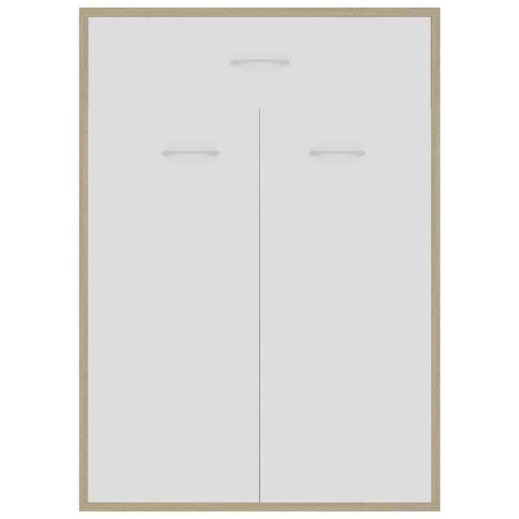 vidaXL kingakapp, valge, Sonoma tamm, 60 x 35 x 84 cm, puitlaastplaat hind ja info | Jalatsikapid, jalatsiriiulid | kaup24.ee