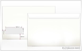 Конверт E5 с окошком, белый, 162x229мм цена и информация | Конверты, открытки | kaup24.ee