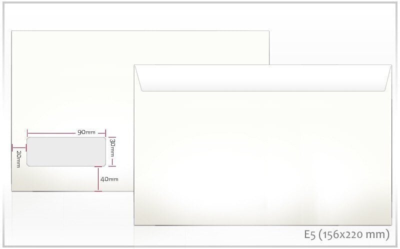 Ümbrik E5 aknaga, valge, 162x229mm цена и информация | Ümbrikud, postkaardid | kaup24.ee