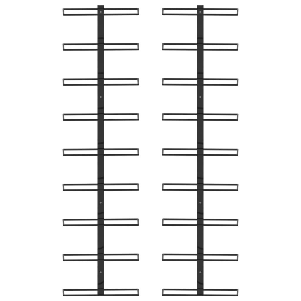 vidaXL seinale kinnitatavad veiniriiulid 18 pudelile, 2 tk, must raud hind ja info | Riiulid | kaup24.ee
