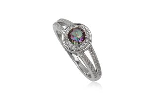 Sõrmus Mystic topaz, roodium, hõbe 925 hind ja info | Sõrmused | kaup24.ee