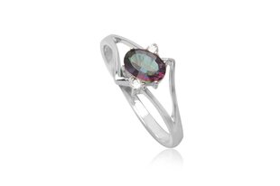 Sõrmus Mystic topaz, roodium, hõbe 925 hind ja info | Sõrmused | kaup24.ee