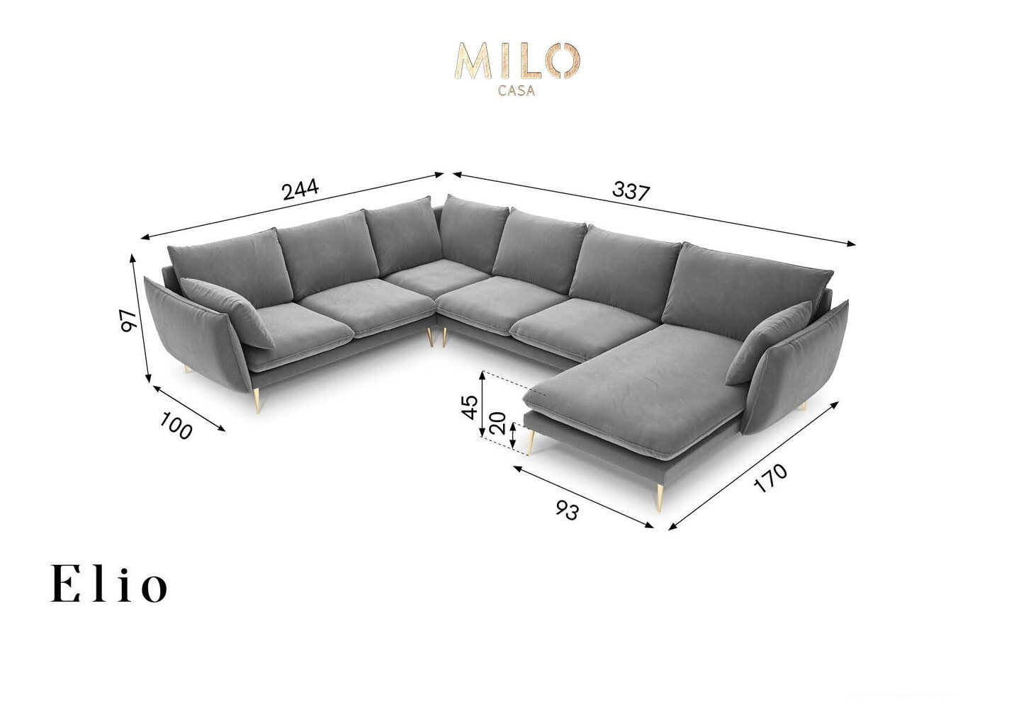 Pehme nurgadiivan Milo Casa Elio 7S-V, roheline/kuldne värv цена и информация | Nurgadiivanid ja nurgadiivanvoodid | kaup24.ee