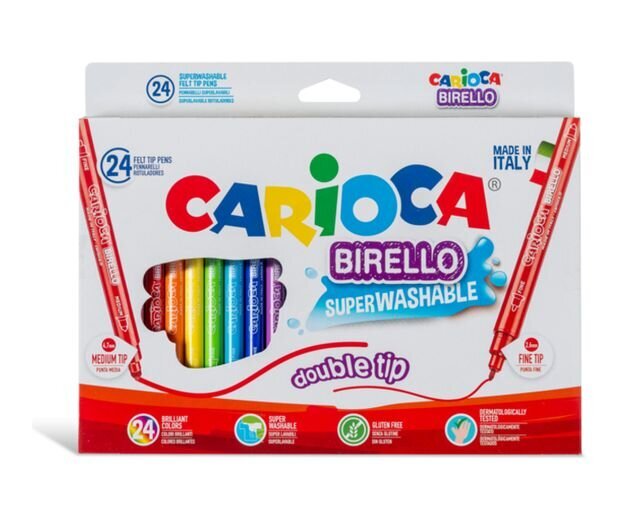 Kahepoolsed viltpliiatsid Carioca Birello, 24 värvi hind ja info | Kunstitarbed, voolimise tarvikud | kaup24.ee