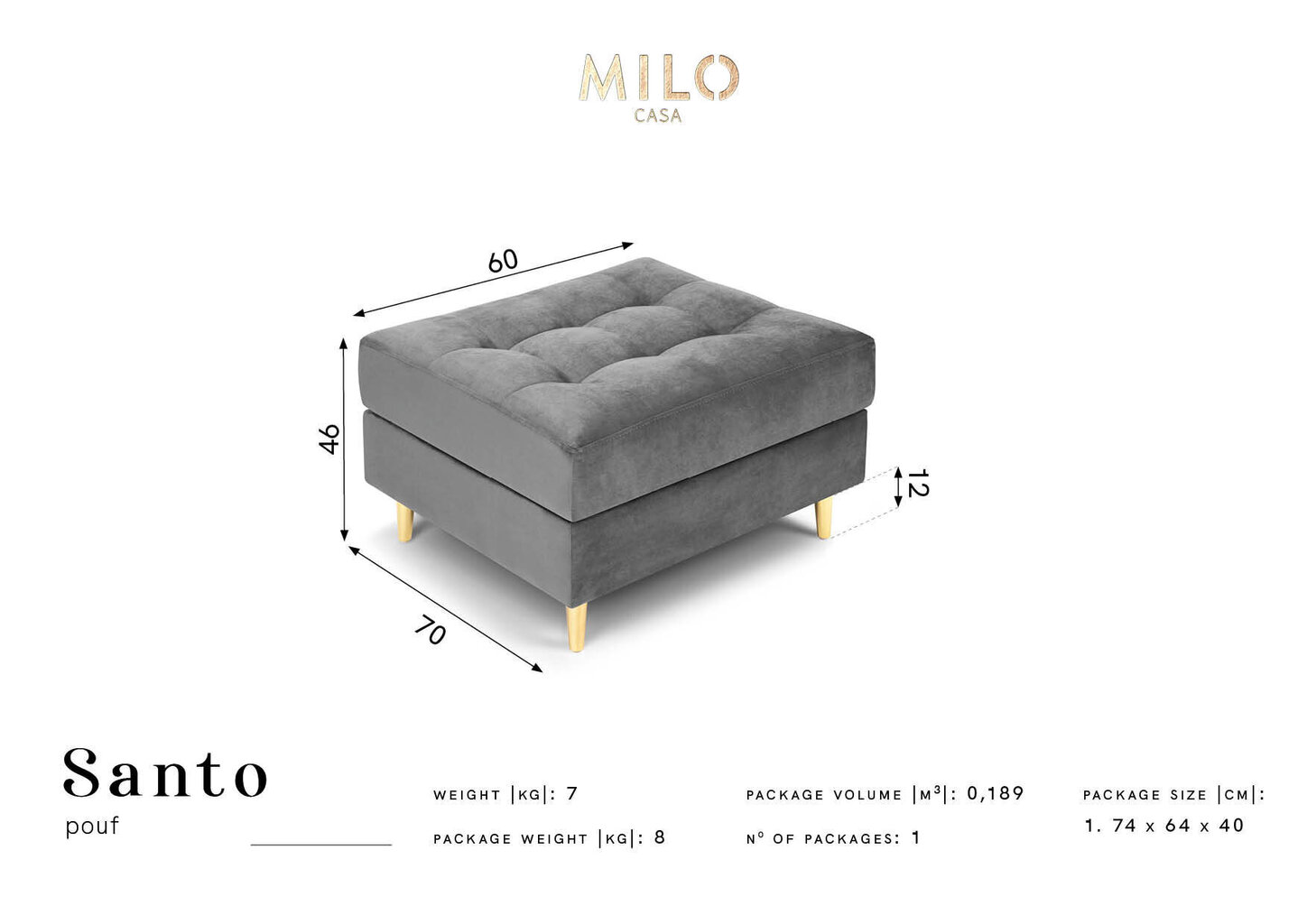 Tumba Milo Casa Santo, roheline/kuldne цена и информация | Kott-toolid, tumbad, järid | kaup24.ee