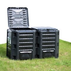 vidaXL aia komposter, must 800 l цена и информация | Уличные контейнеры, контейнеры для компоста | kaup24.ee