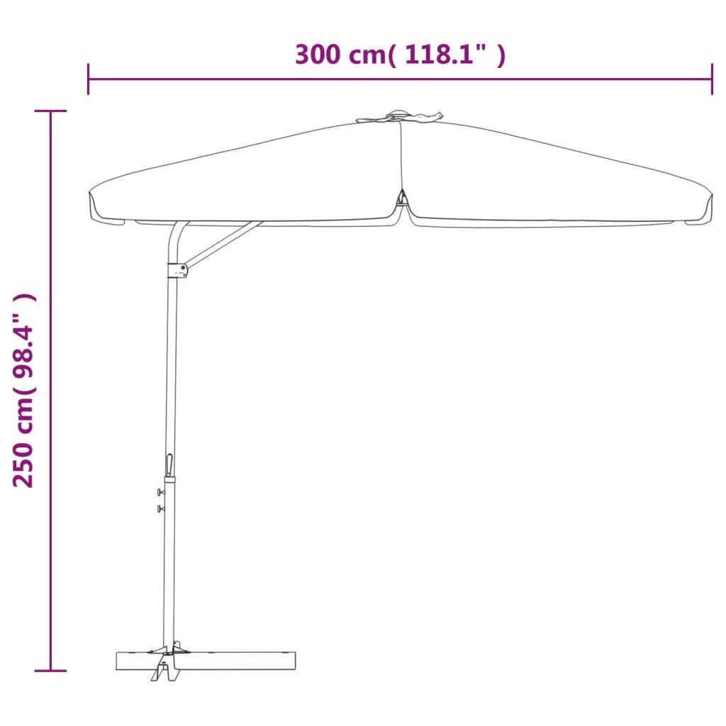 vidaXL päikesevari, teraspostiga, 300 x 250 cm, antratsiithall hind ja info | Päikesevarjud, markiisid ja alused | kaup24.ee