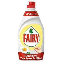 Средство для мытья посуды FAIRY Tea Tree and Mint, 0,450 л цена и информация | Гели для посудомоечных машин | kaup24.ee