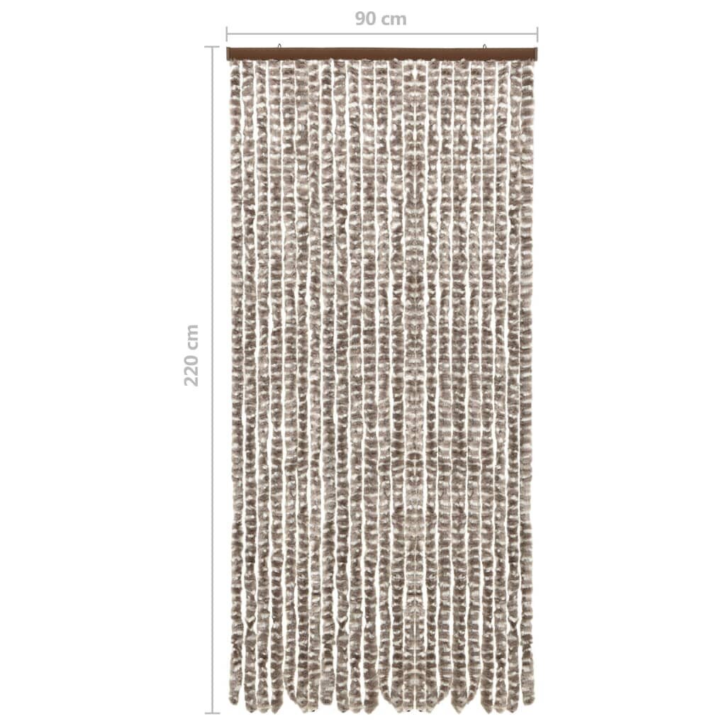 Putukakardin vidaXL pruunikashall ja valge, 90 x 220 cm, šenill hind ja info | Sääsevõrgud, putukavõrgud | kaup24.ee