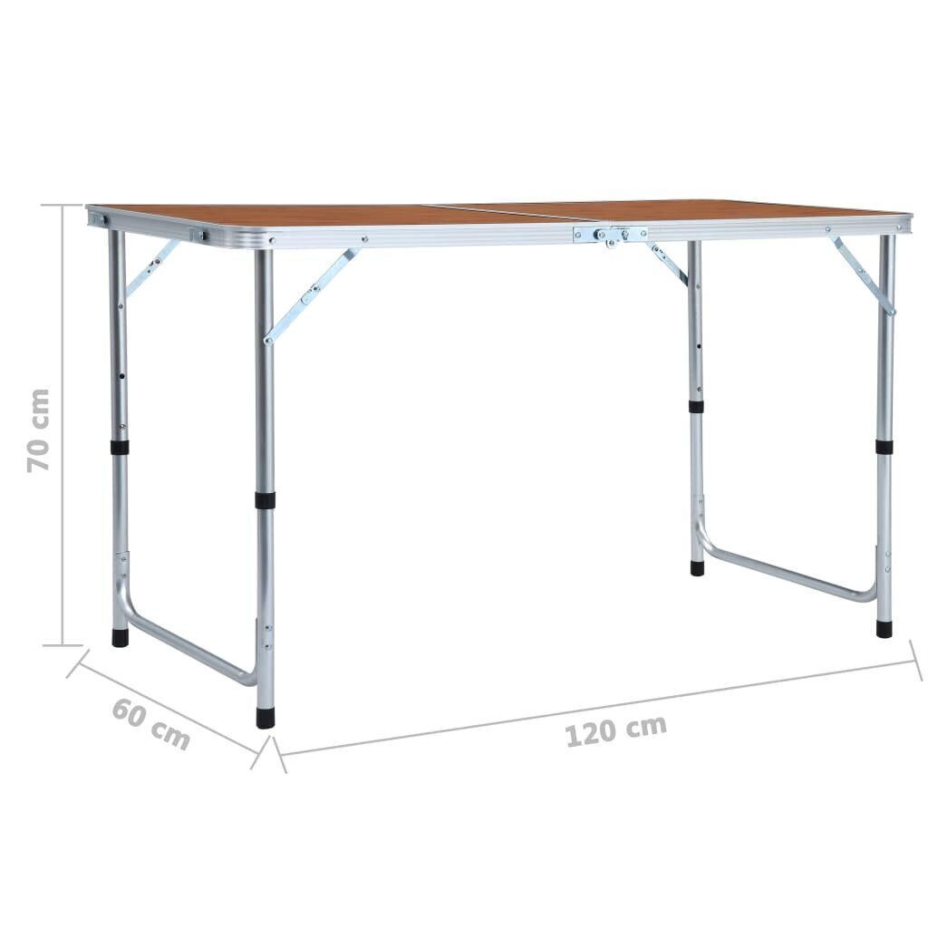 Kokkupandav matkalaud VidaXL, alumiinium, 120 x 60 cm цена и информация | Matkamööbel | kaup24.ee