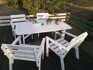 Välimööbli komplekt: laud ja 4 tooli, valge, valmistatud Leedus hind ja info | Aiamööbli komplektid | kaup24.ee
