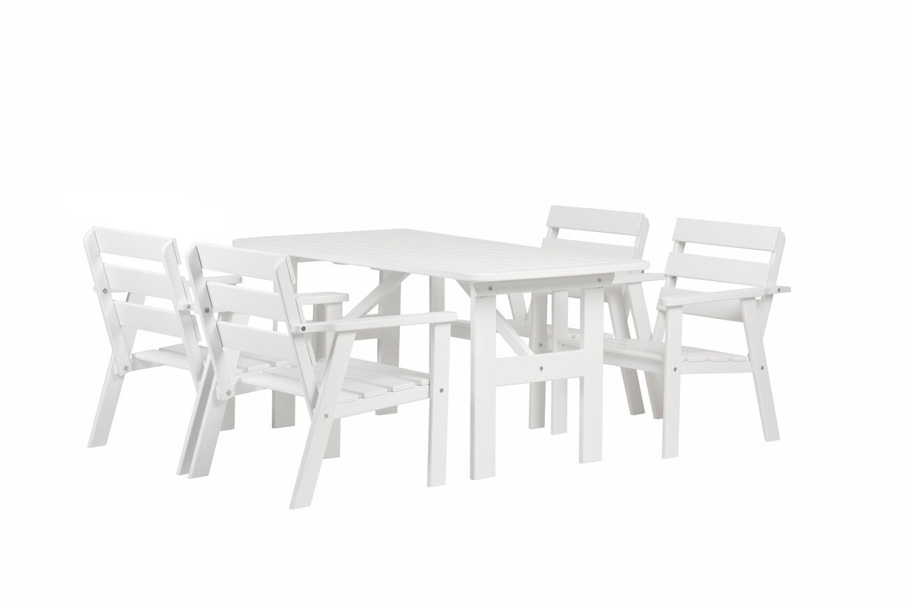 Välimööbli komplekt: laud ja 4 tooli, valge, valmistatud Leedus hind ja info | Aiamööbli komplektid | kaup24.ee
