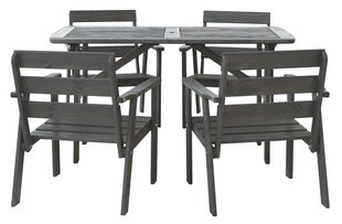 Набор наружной мебели - стол и 4 стула, серый, сделано в Литве цена и информация | Комплекты уличной мебели | kaup24.ee